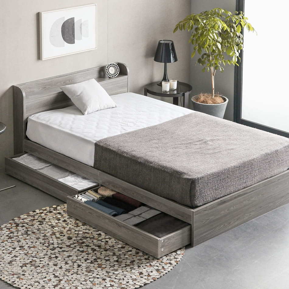 MODERN DECO（モダンデコ） ベッド ダブル ベッドフレーム コンセント