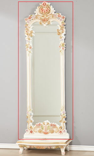 ロココ調 壁掛け 高さ164cm パリジーノ 姿見 ミラー 送料無料鏡 ロココ