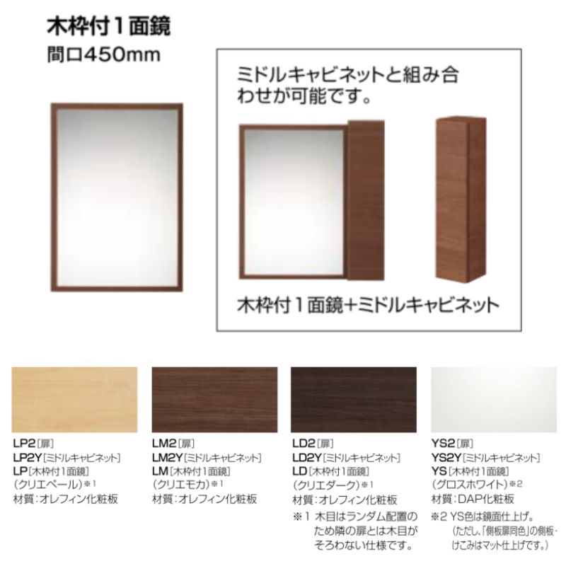 リフラ 洗面化粧台 LIXIL/INAX ミラーキャビネット 間口W450mm MNS