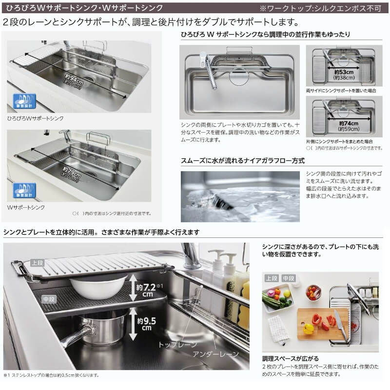 ノクト システムキッチン リクシル センターキッチン2列型 W2100mm