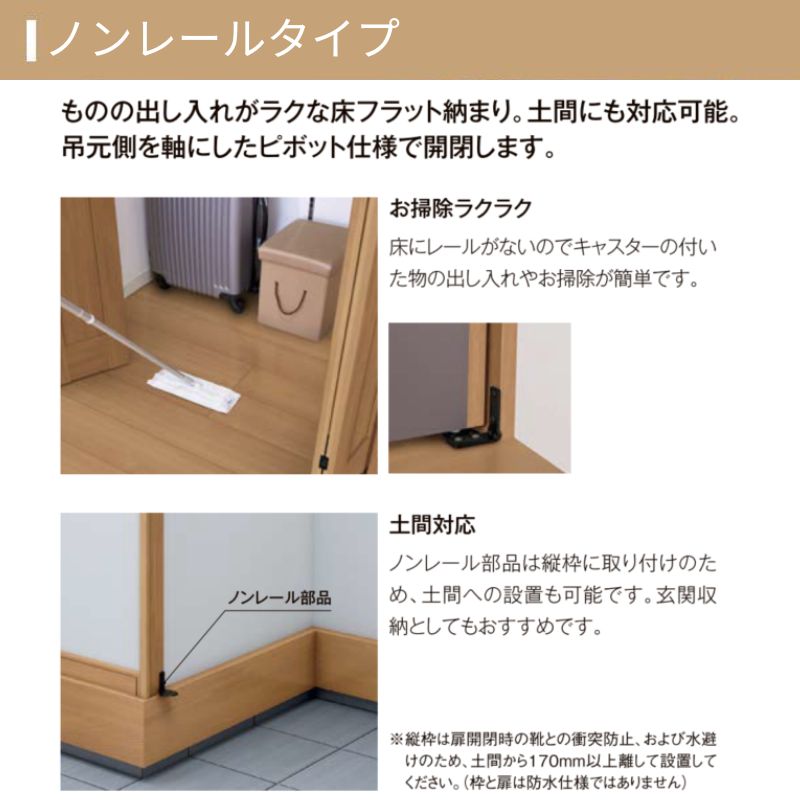 ラシッサ LIXIL クローゼット扉 ドア 2枚 折れ戸 ラシッサS ノンレール