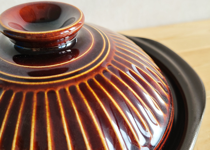 土鍋 一人用 萬古焼 銀峯 菊花アメ 飴 6号 1人用 ブラウン 飴色