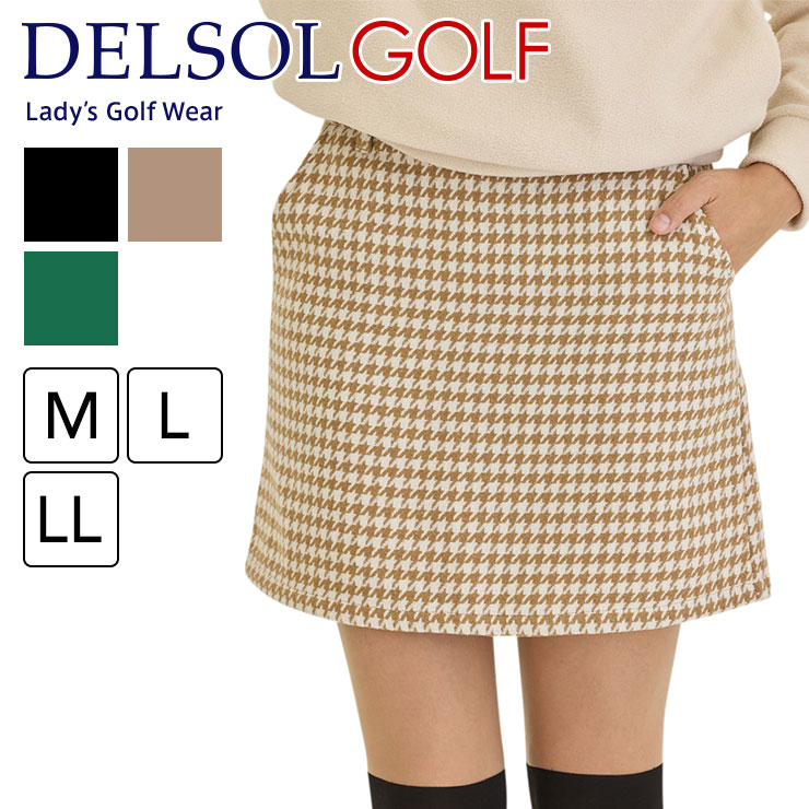 7848 千鳥格子柄布帛スカート M/L/LL レディースゴルフウェア : DELSOL