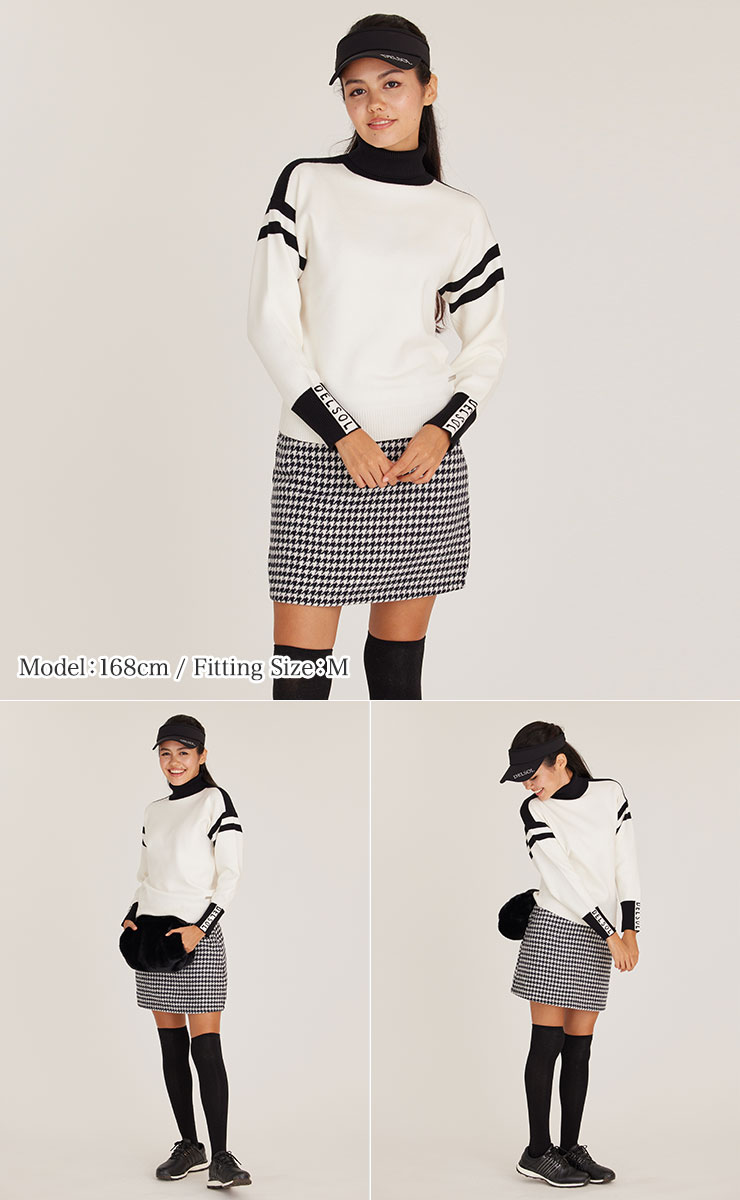 7848 千鳥格子柄布帛スカート M/L/LL レディースゴルフウェア : DELSOL