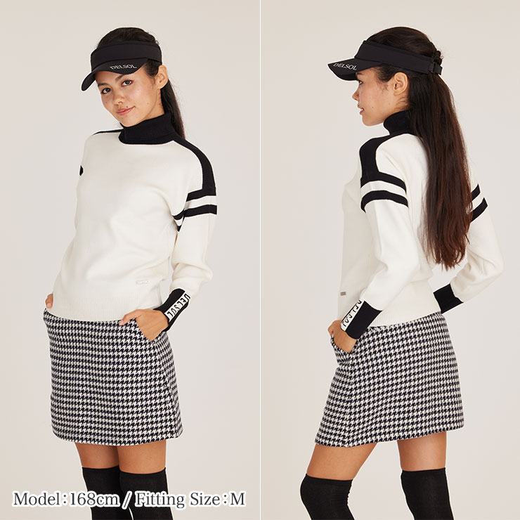 7848 千鳥格子柄布帛スカート M/L/LL レディースゴルフウェア : DELSOL