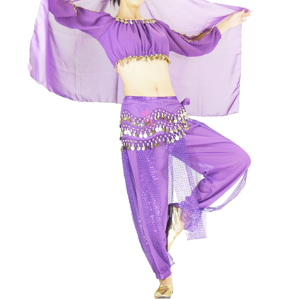 ベリーダンス衣装 アラビアン衣装 コスチューム 全身 セット 4点 (長袖