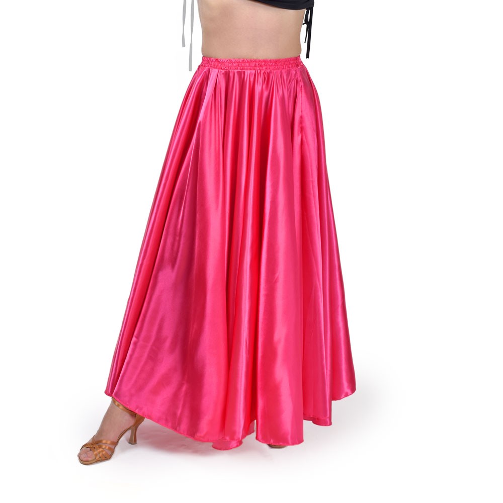 ベリーダンス衣装 ロングスカート 無地 サテン 長い 広がる 720度