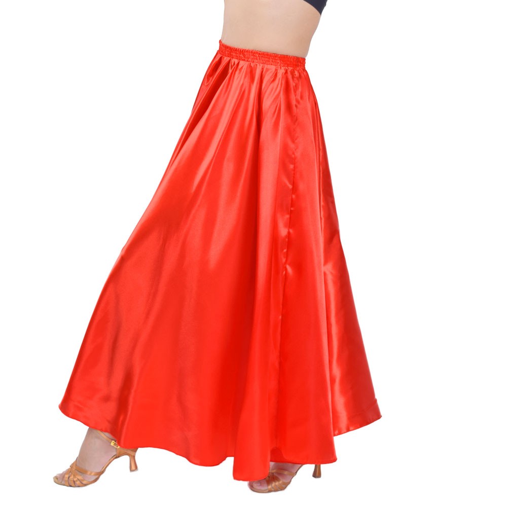 ベリーダンス衣装 ロングスカート サテン 無地 長い 広がる フレア