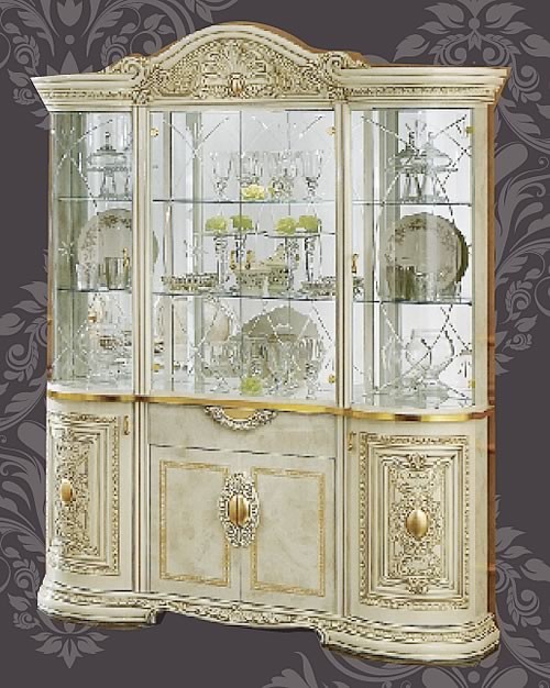 イタリア家具 レオナルド キャビネット4ドア 飾り棚 組立式 輸入家具