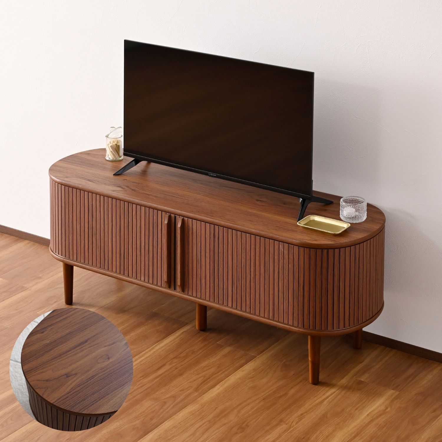 山善（YAMAZEN） テレビ台 120 ローボード おしゃれ 蛇腹 収納 テレビ