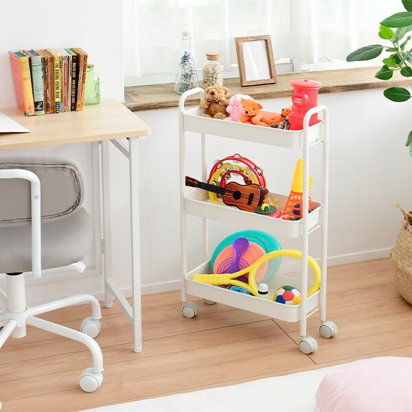 山善（YAMAZEN） ワゴン キッチンワゴン キャスター付き 幅18.5 奥行