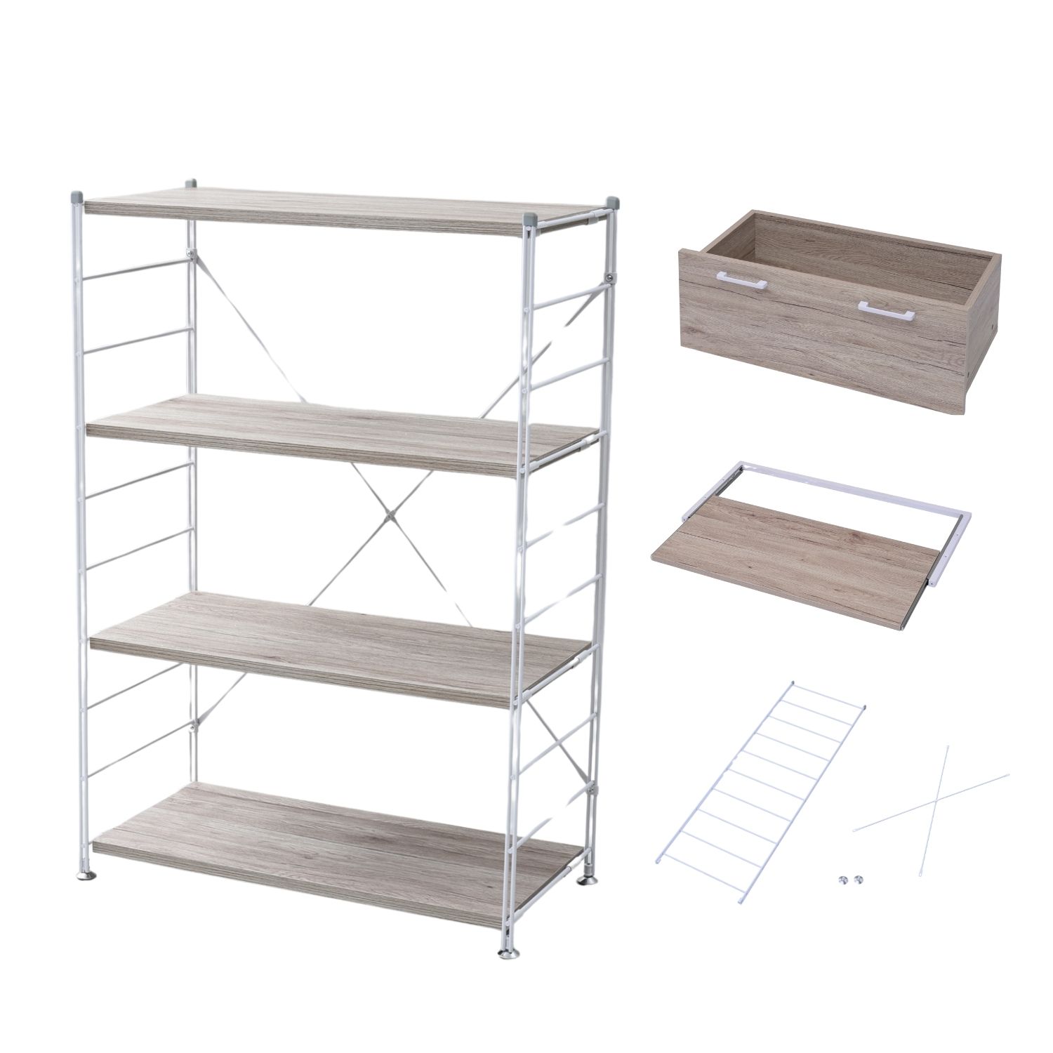 山善（YAMAZEN） ラック キッチンラック 木製棚板 4段 セット 幅85.5