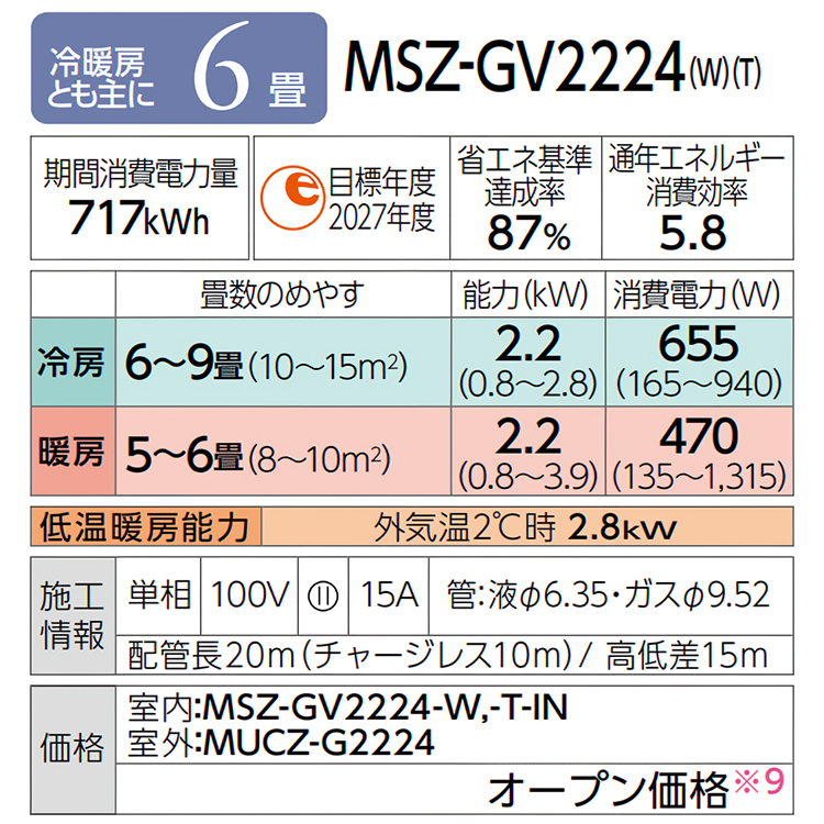 霧ヶ峰 東京 神奈川地域限定 標準取付工事費込 エアコン同配 おもに6畳