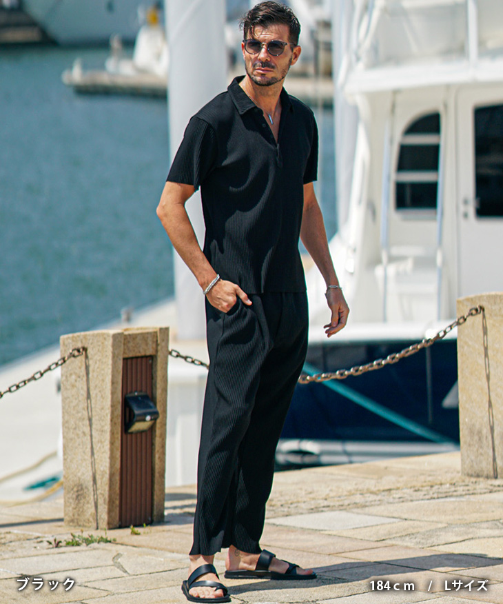 SOMEDIFF（サムディフ） プリーツ セットアップ メンズ ポロシャツ