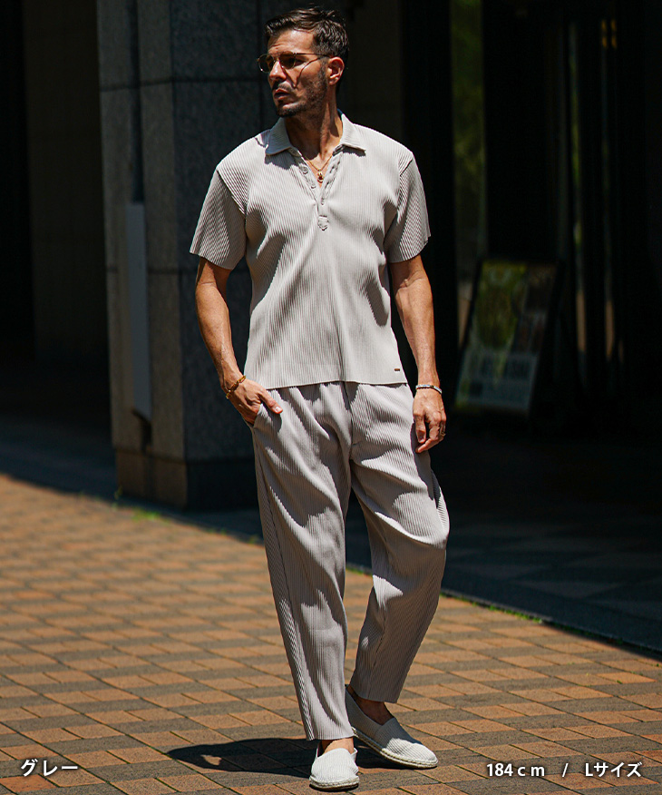 SOMEDIFF（サムディフ） プリーツ セットアップ メンズ ポロシャツ