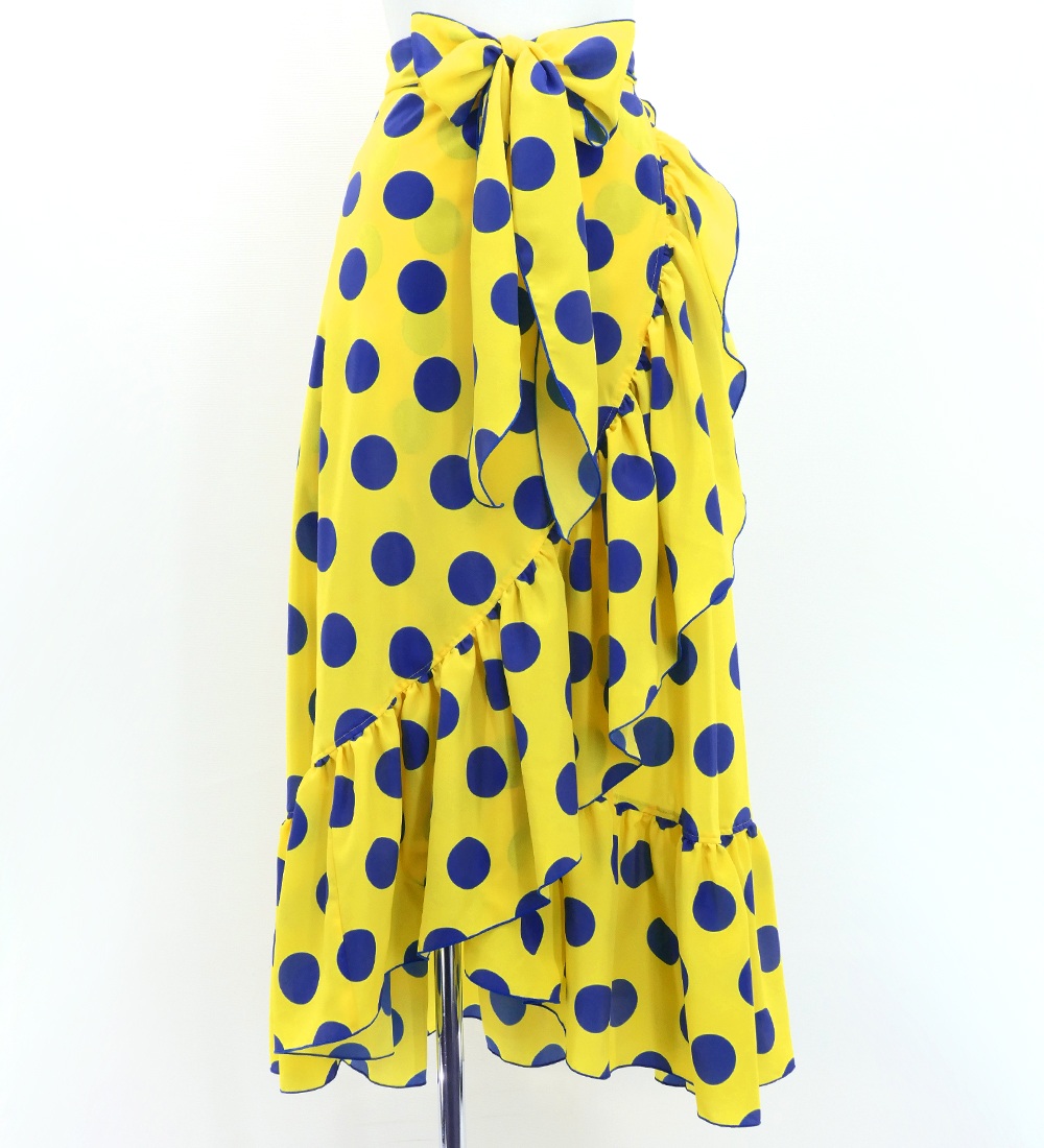 フラメンコ 巻きスカート 水玉 イエロー×ブルー Fサイズ FMS-3 : emika
