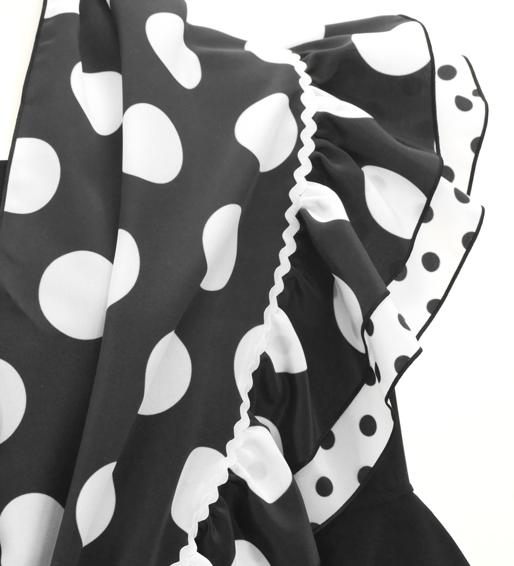 フラメンコ ピキージョ＆スカートセット 水玉 ブラック×ホワイト S-L