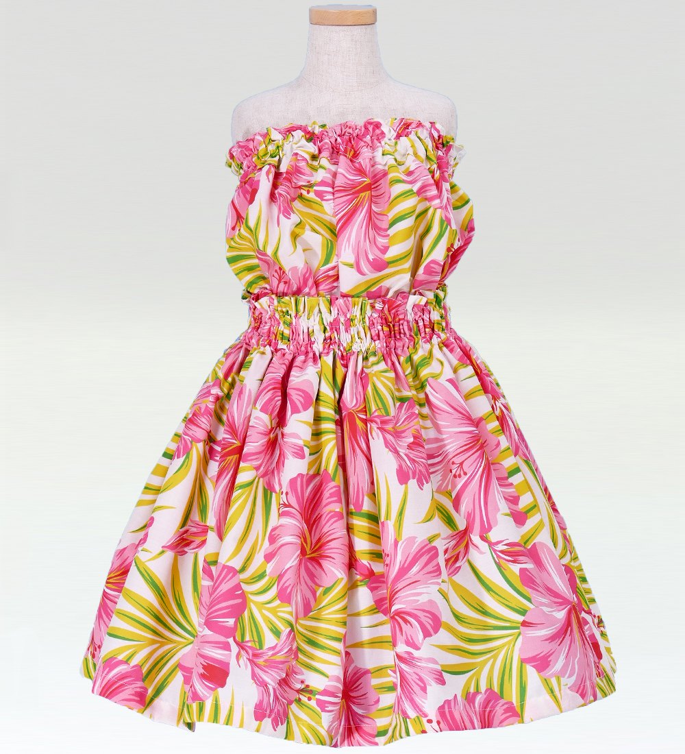 フラダンス ケイキ 上下 セットキッズ レッド Sサイズ c94S : emika