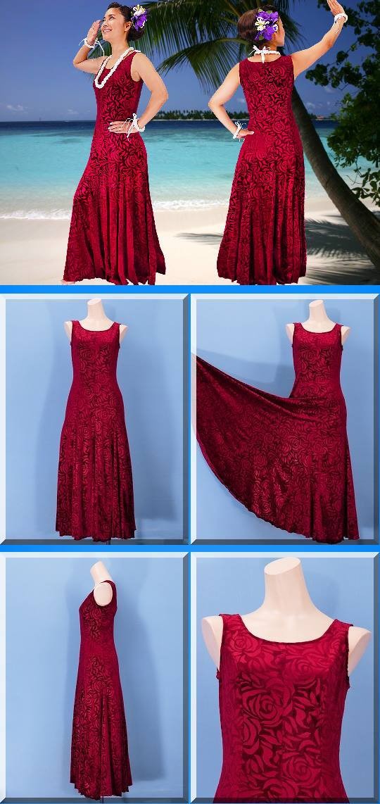 フラダンス ロケラニベルベット ワンピースドレス ワイン 2309wifa