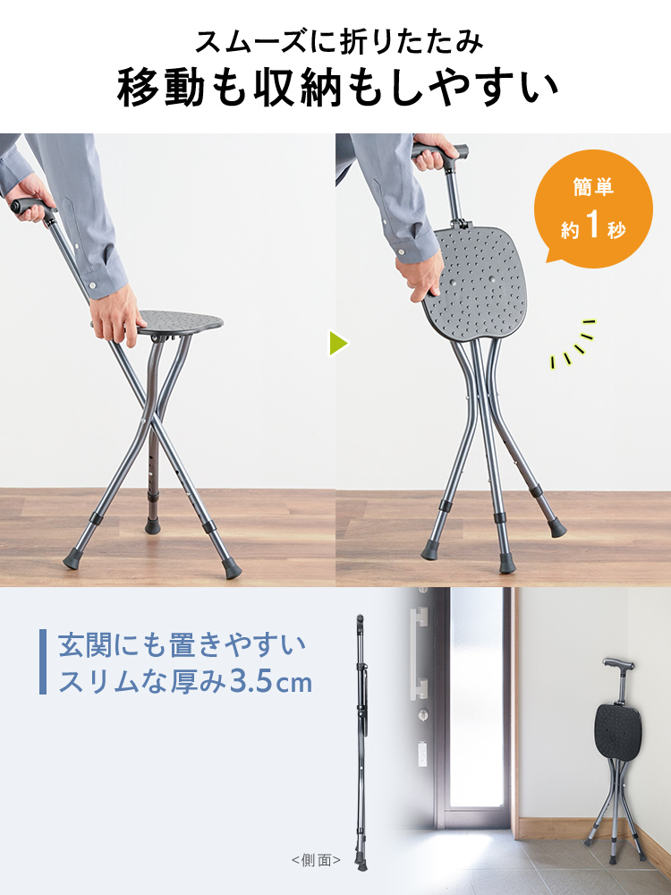 イーサプライ（e-supply） ステッキチェア 携帯 軽量 ゴルフ