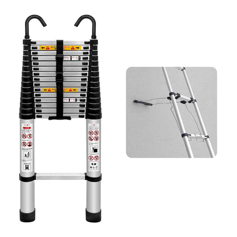 RAKU 伸縮はしご 固定フック付き アルミ製 2.6M/3.2M/3.8M/6.2M 自動