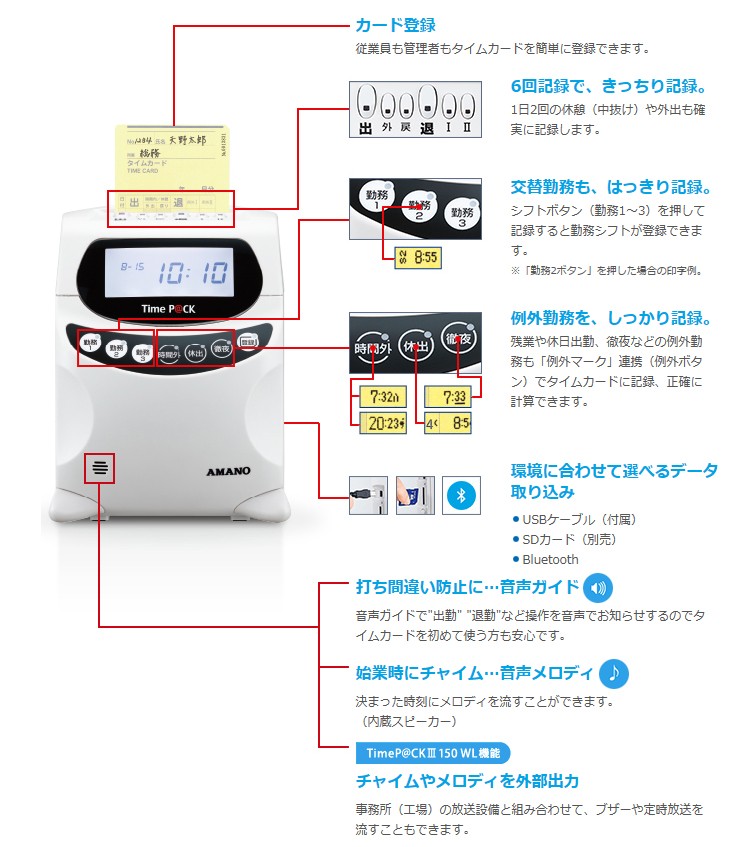 アマノ(amano)勤怠管理ソフト付タイムレコーダー TimeP@CKIII 150WL