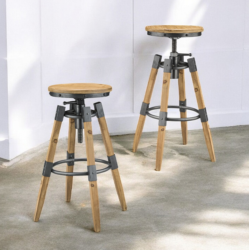 ハイスツール 昇降式 丸椅子 バースツール アンティーク ヴィンテージ