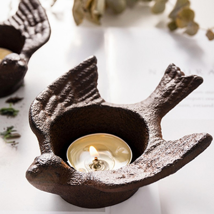 キャンドルホルダー アイアン 北欧 おしゃれ 鳥 アンティーク 鋳物