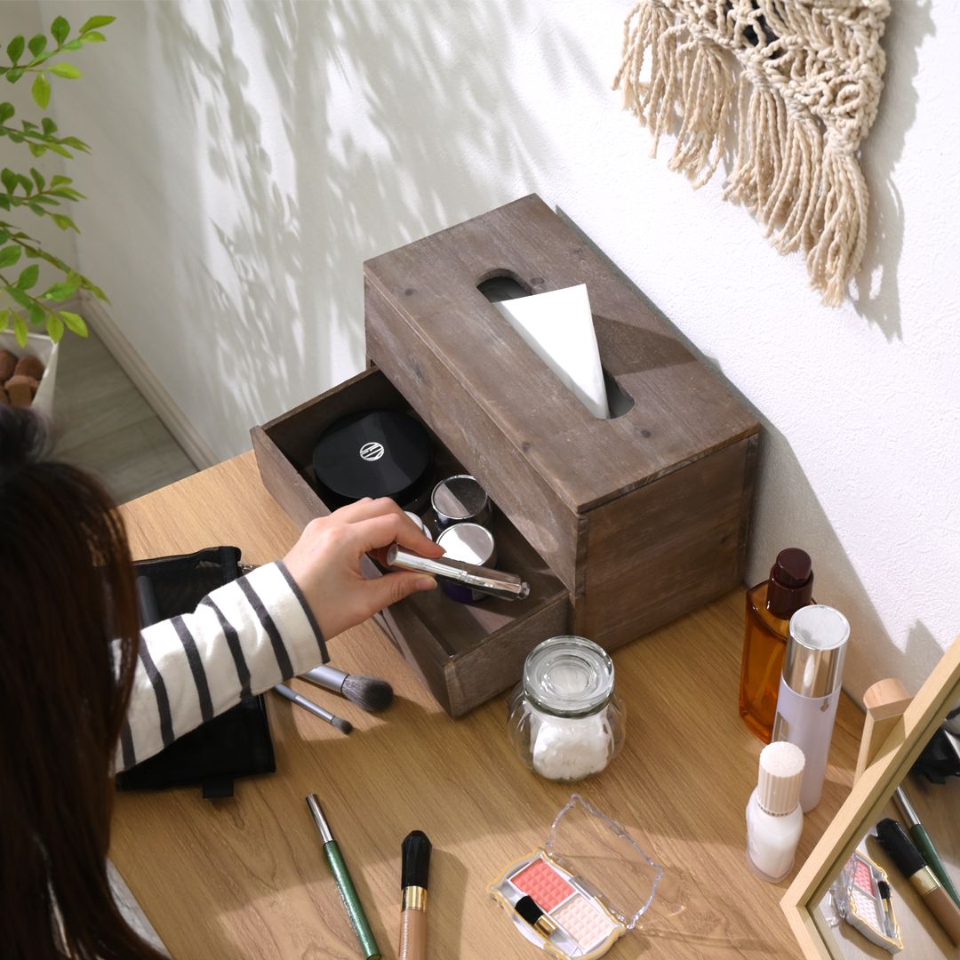 アンティーク ヴィンテージ レトロ 木製ティッシュケース ティッシュ