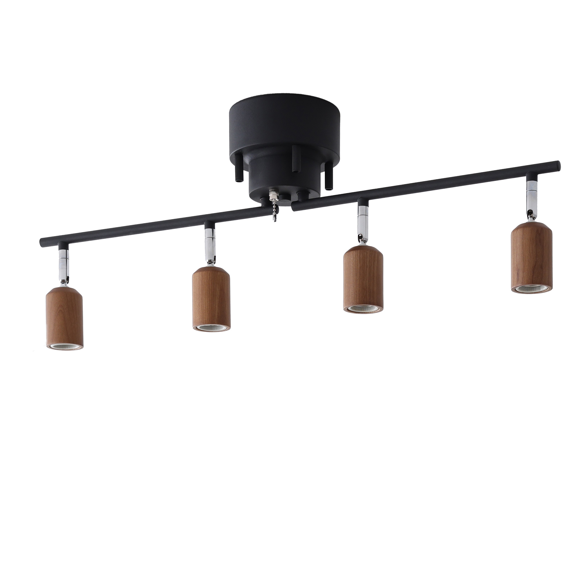 VENTOTA シーリングライト 4灯 天井照明 角度調節可能 E26 天然木 プル