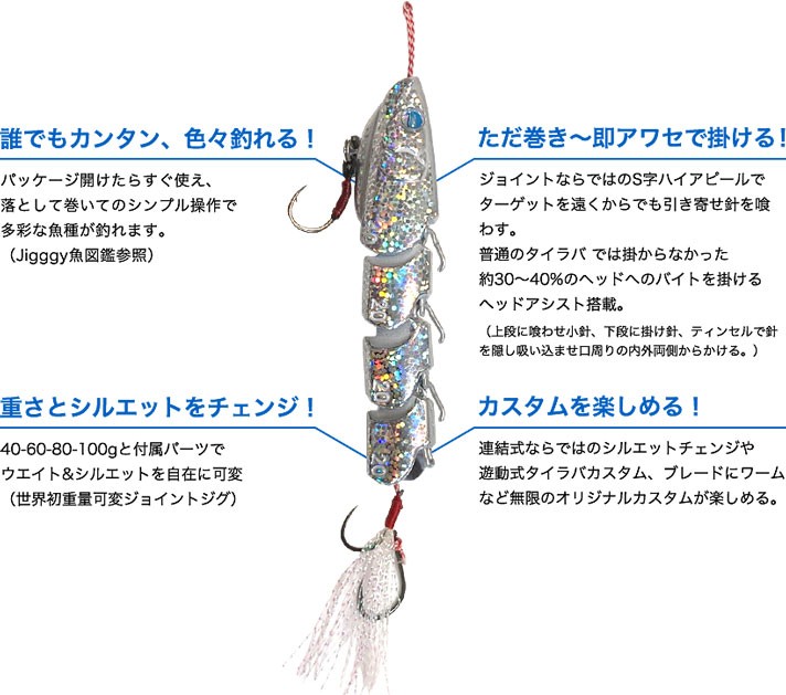 世界初！重量可変ジョイントジグ Jigggy ON THE BLUE タイラバ ライト