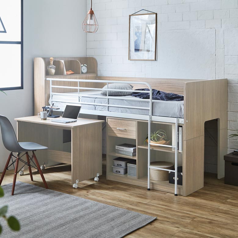 未来商会 システムベッド ロータイプ システムデスク 机付き 収納