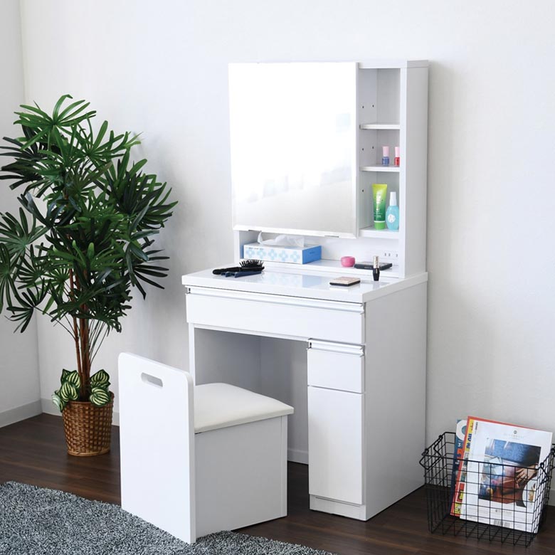 未来商会 ドレッサー 収納 スツール付き 化粧台 おしゃれ メイク台 1面