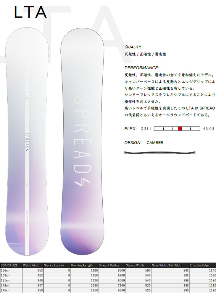 23-24 SPREAD スプレッド スノーボード 板 LTA エルティーエー 【国産