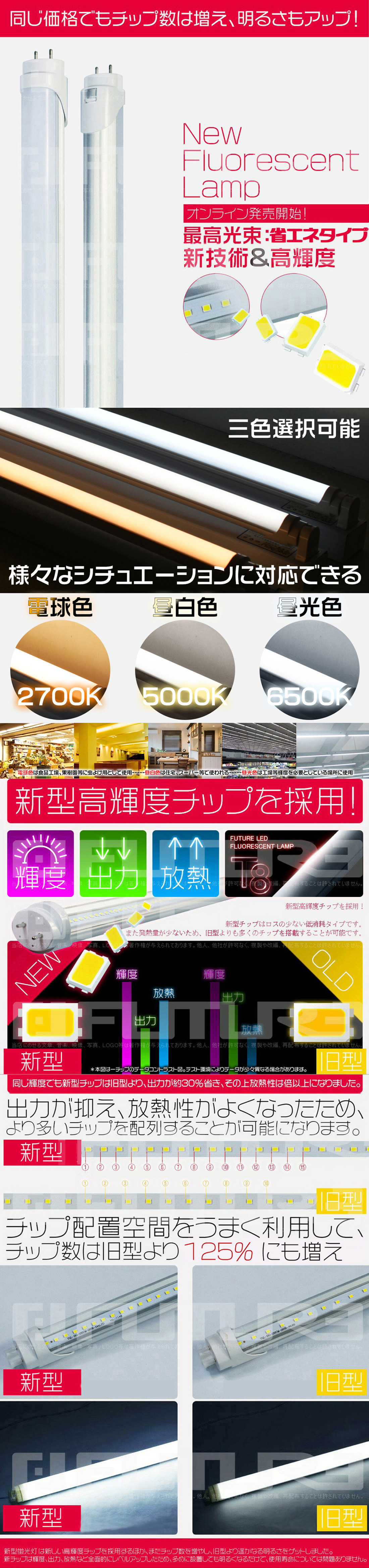 led蛍光灯 40W形「10本」直管 120cm 2800LM 40W型 グロー式工事不要