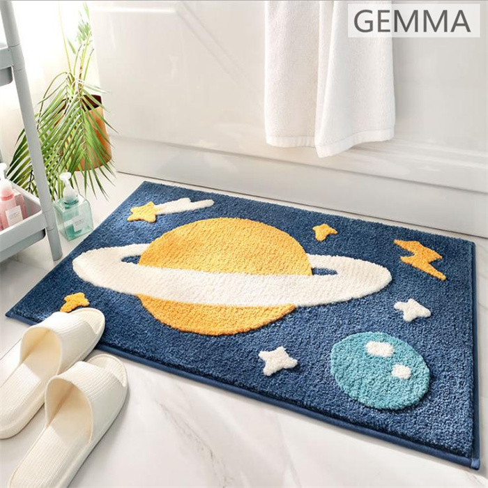 バスマット 足ふきマット かわいい 天体 虹 星 吸水 速乾 抗菌 防臭
