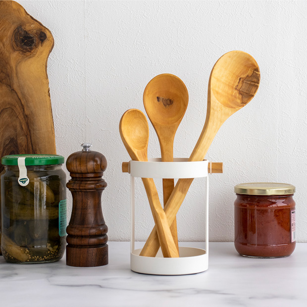 3/5はポイント10倍／ スプーン 木製 26cm 木のスプーン 丸 ホワイト