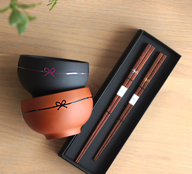 BISQUE CDF etendue むすび椀 お椀＆初膳 夫婦箸BOXセット(ペア 食器