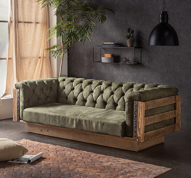 3人掛けソファー チェスターフィールド ソファ おしゃれ アンティーク