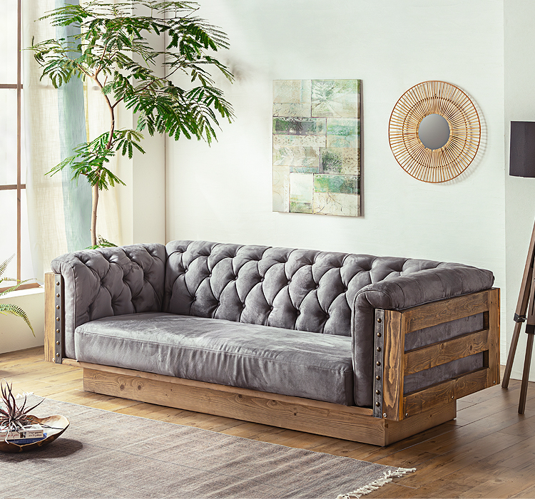 3人掛けソファー チェスターフィールド ソファ おしゃれ アンティーク