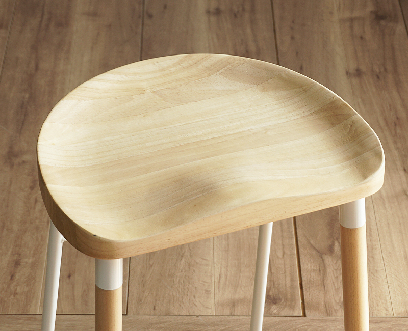 カウンターチェア 2脚セット 木製座面 天然木 スチール脚 ハイスツール