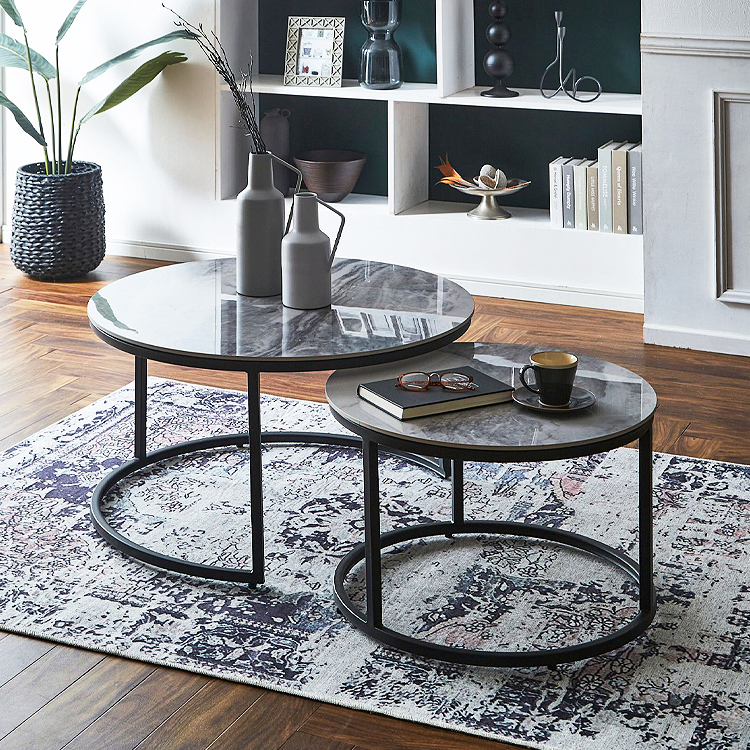 セラミック ネストテーブル セット 丸テーブル センターテーブル