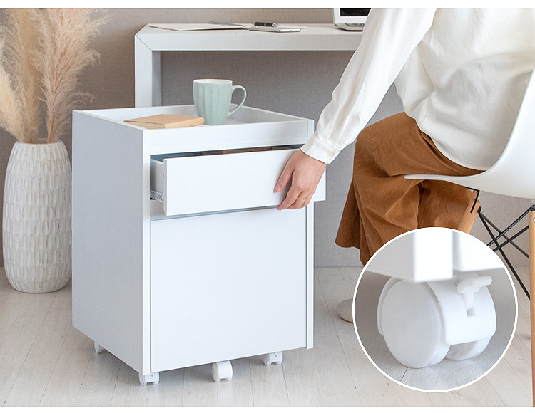 デスクワゴン サイドワゴン サイドチェスト スリム キャスター付き 2段