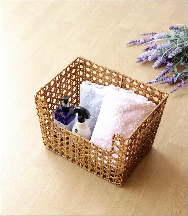 かご カゴ バスケット スタッキング おしゃれ スクエア 編みかご 収納