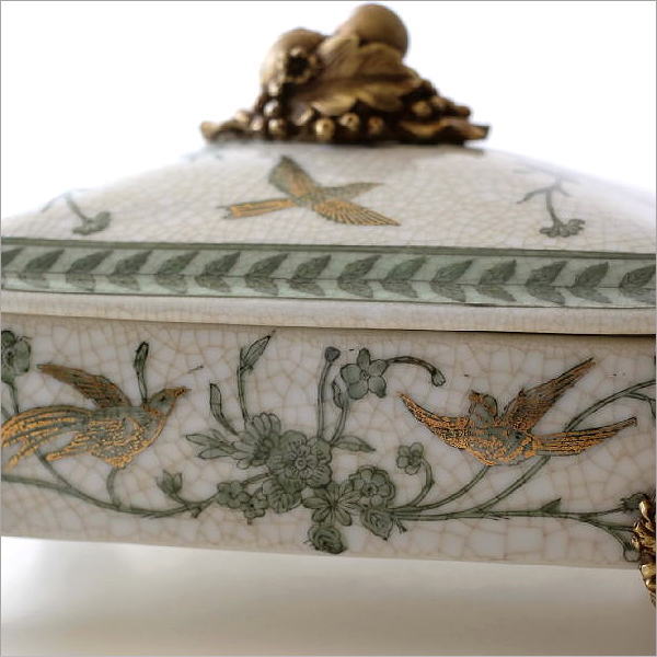 陶器 小物入れ おしゃれ シンプル 真鍮 蓋付き ボックス アンティーク