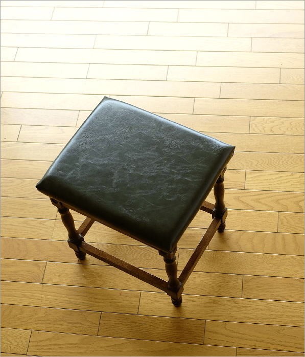 スツール 木製 アンティーク レトロ 合皮 チェア 椅子 いす イス