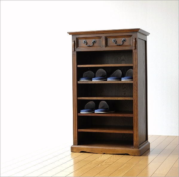 スリッパラック 木製 アンティーク レトロ 棚板可動式 おしゃれ 玄関