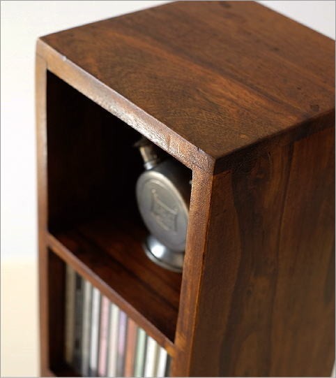 CDラック おしゃれ 木製 天然木 無垢 スリム CD収納 卓上 机上