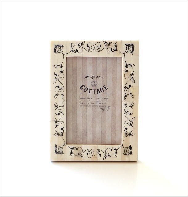 フォトフレーム 写真立て 壁掛け 卓上 アンティーク L判 レトロ ボーン