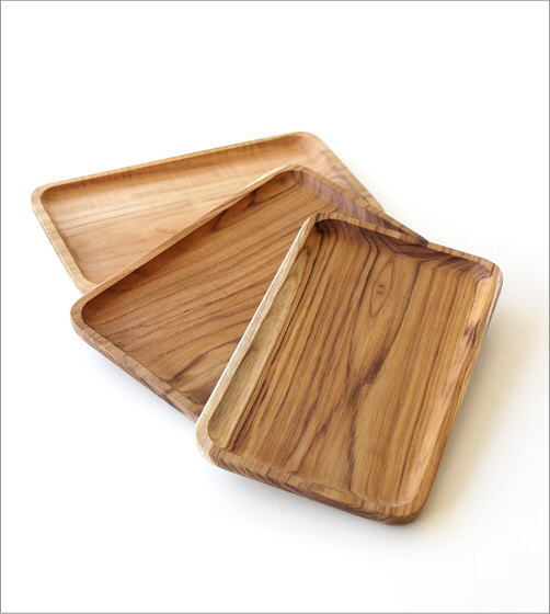 トレー トレイ 木製 おしゃれ お盆 チーク材 天然木 シンプル 木目